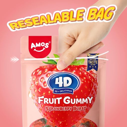 Amos 4D Strawberry Juice Pops Resealable 2.29 oz Bag (Pack of 3) - Image 5